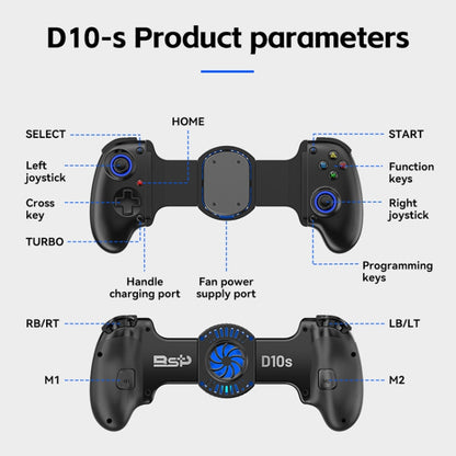 BSP-D10S Wireless Stretch Game Controller With Heat Dissipation Fan for Switch / Android / IOS / PC / PS3 / PS4(Black) - Controller Gamepad by buy2fix | Online Shopping UK | buy2fix