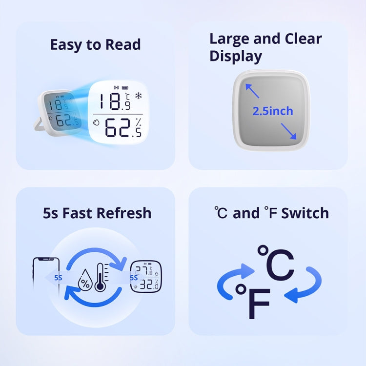 SONOFF SNZB-02D 2.5 inch LCD Smart Sensor Real-Time Monitoring Linkage - Smart Switch by SONOFF | Online Shopping UK | buy2fix