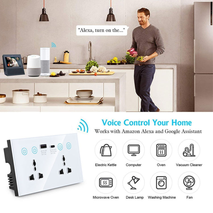 Graffiti Smart Socket With Switch USB+Type-C Dual Port Remote Control Socket, UK Plug, Style: Wifi Black - Smart Socket by buy2fix | Online Shopping UK | buy2fix