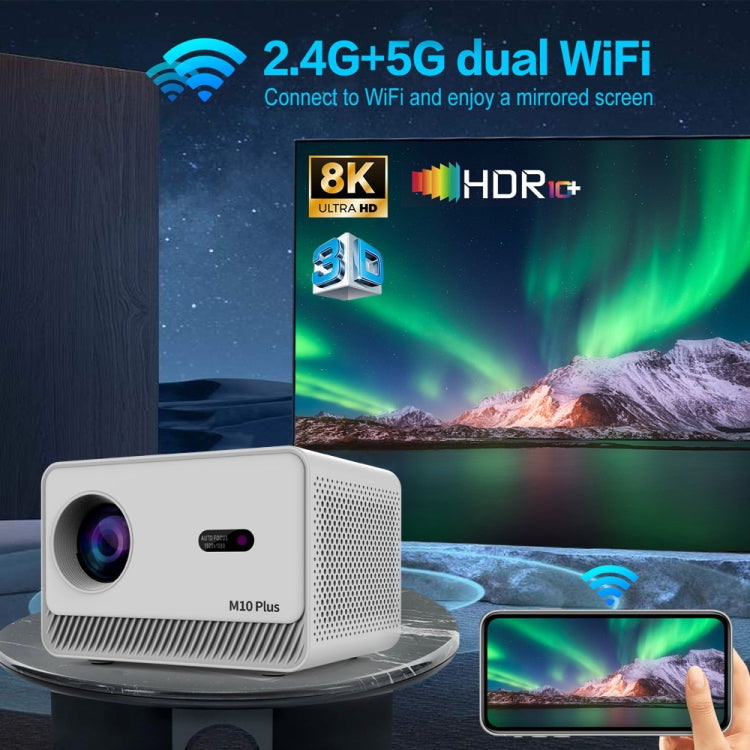 M10 Plus 1280x720P Projector 2.4G / 5G WIFI Bluetooth 5.2 Android 11 System Home Cinema AU Plug - Mini Projector by buy2fix | Online Shopping UK | buy2fix