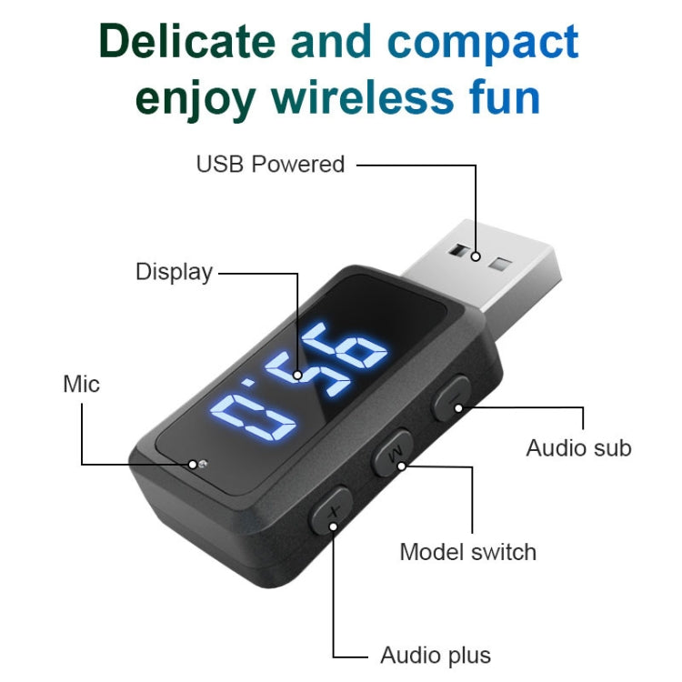 T60 Bluetooth 5.3 Audio Receiver Transmitter Car Radio USB FM Bluetooth Receiver - Audio Receiver Transmitter by buy2fix | Online Shopping UK | buy2fix