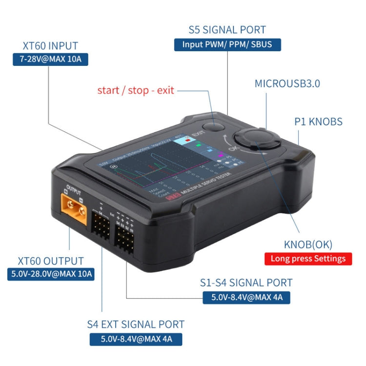 ToolkitRC ST8 Multi-Channel Servo Tester Signal Test Current Collector(Black) - Others by ToolkitRC | Online Shopping UK | buy2fix