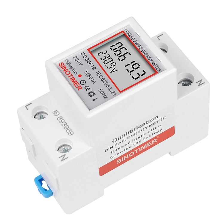 SINOTIMER  DDS6619 80A 230V Din Rail Single Phase Energy Meter Voltage Current Power Meter Without Backlight - Other Tester Tool by SINOTIMER | Online Shopping UK | buy2fix