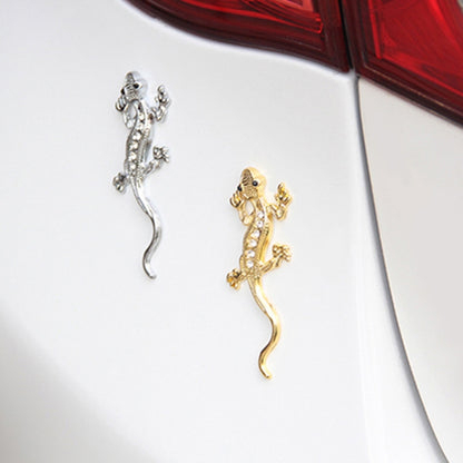 Zinc Alloy Rhinestone Gecko Metal 3D Car Sticker(Silver) - 3D Metal Sticker by buy2fix | Online Shopping UK | buy2fix