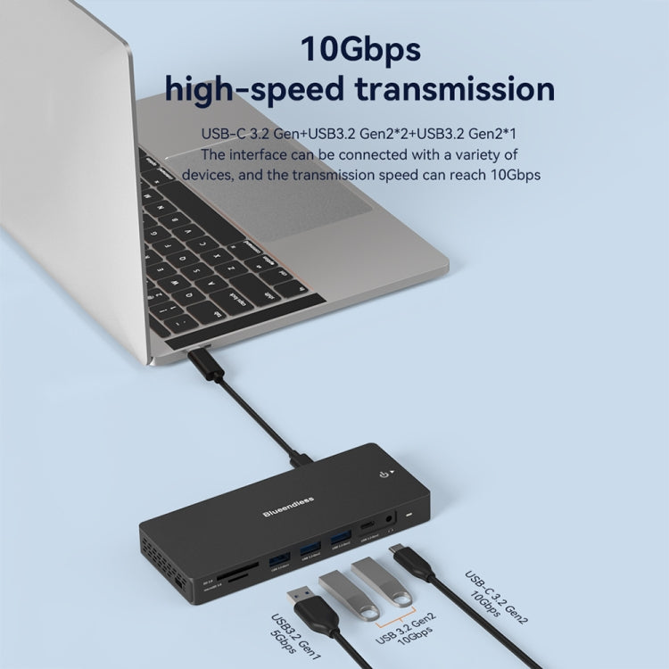 Blueendless 12-In-1 HD Multifunctional Docking Station 10Gbps Splitter With Switch(8K+4K HDMI x 2) - USB HUB by Blueendless | Online Shopping UK | buy2fix