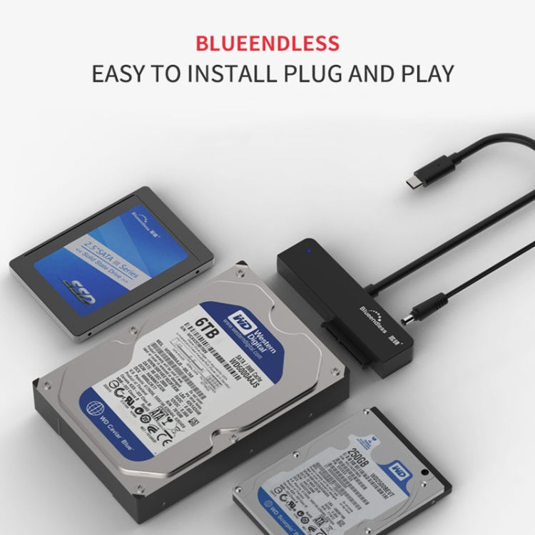 Blueendless US35 USB3.0 To SATA Adapter 2.5 / 3.5-Inch Hard Drive SSD Reader, Spec: Type-C EU Plug - USB to IDE / SATA by Blueendless | Online Shopping UK | buy2fix