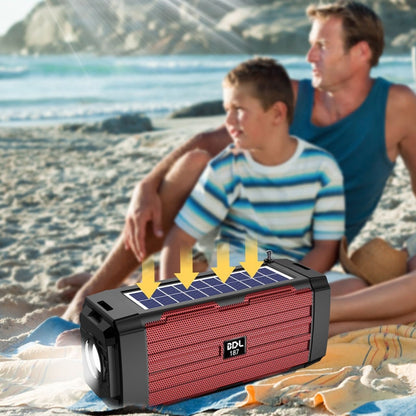 BDL-187 LED Light Solar Wireless Bluetooth Speaker Portable Outdoor Camping FM Radio(Black) - Radio Player by buy2fix | Online Shopping UK | buy2fix