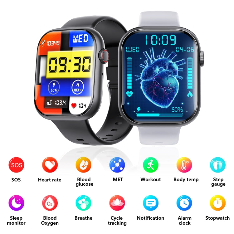 F70  2.1 Inch Screen Smart Watch With Blood Sugar/Blood Oxygen Monitoring /SOS Alarm/100+ Sports Modes, Color: Black Bamboo - Smart Watches by buy2fix | Online Shopping UK | buy2fix