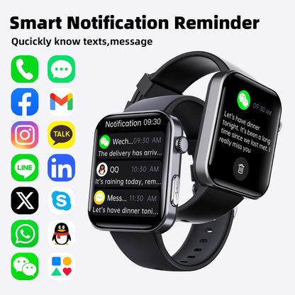 F300  2.1-Inch Screen Smart Watch Supports Bluetooth Calls/ECG/Blood Composition Analysis/50+ Sports Modes, Color: Black Milan - Smart Watches by buy2fix | Online Shopping UK | buy2fix