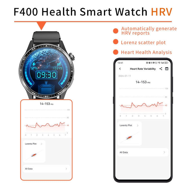 F400  1.55 Inch Screen Smart Watch Support ECG/ Blood Oxygen / Blood Sugar / 150+ Sports Mode, Color: Black Brown Leather - Smart Watches by buy2fix | Online Shopping UK | buy2fix