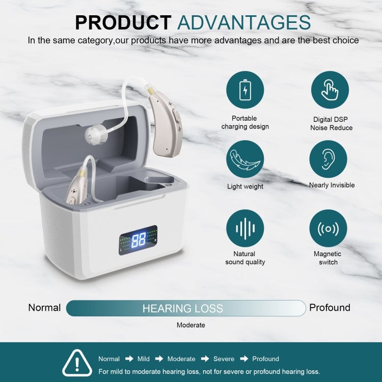 Z-126  Rechargeable Digital Display Hearing Aid Ear-hanging Sound Amplifier(Silver) - Hearing Aids by buy2fix | Online Shopping UK | buy2fix