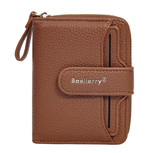 Baellerry N1915 Lychee Pattern Multi-card Slot Zipper Women Short Wallet(Brown) - Wallets by Baellerry | Online Shopping UK | buy2fix