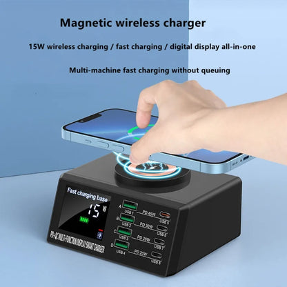 X9M 9-in-1 110W USB+PD Smart Multi-ports QI Magnetic Wireless Charger, Spec: Black US Plug - Multifunction Charger by buy2fix | Online Shopping UK | buy2fix