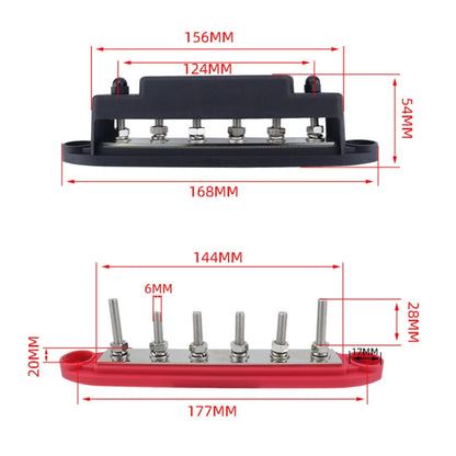 M6 RV Yacht High Current 6-column 250A Base Busbar, Color: Red - Fuse by buy2fix | Online Shopping UK | buy2fix