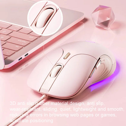 Inphic B8 Mute Light Emitting Wired Mice Home Office Gaming Computer Mouse(Milk Tea Color) - Wired Mice by Inphic | Online Shopping UK | buy2fix