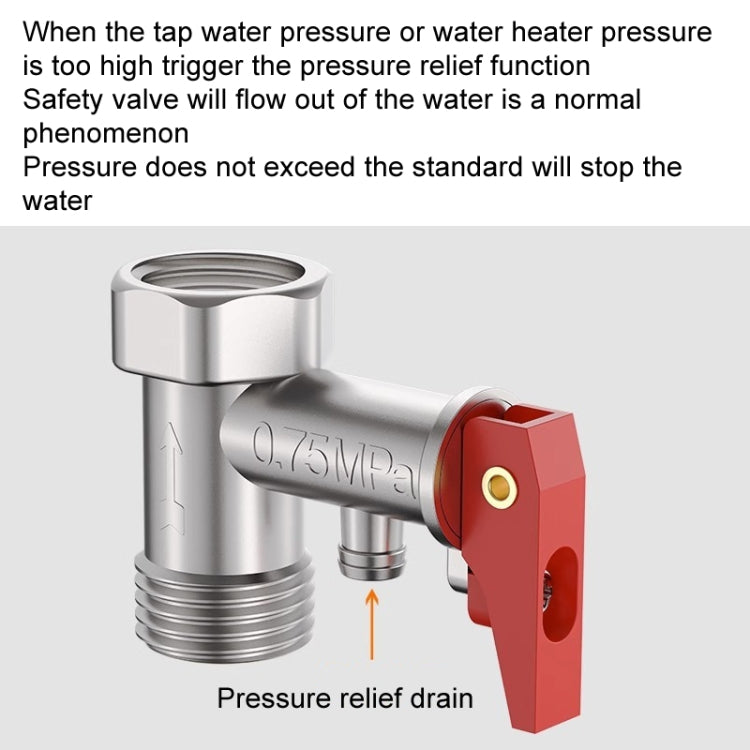 0.8MPa Pressure Relief Valve For Electric Water Heater Pressure Reducing Exhaust Valve Household Check Valve - Water Heaters & Accessories by buy2fix | Online Shopping UK | buy2fix