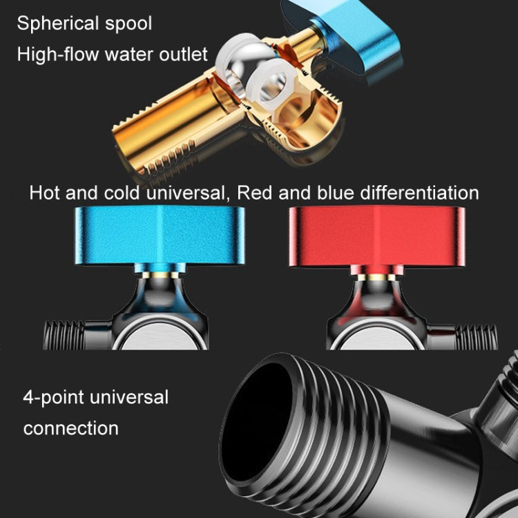 Copper High Flow 4-point Ball Valve Hot Cold Water Gas Water Heater Full Open Triangle Valve, Color: Electroplated Blue Label Cold Water - Water Heaters & Accessories by buy2fix | Online Shopping UK | buy2fix