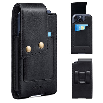 NUOKU  5.5-6.5 Inch Belt Phone Case Bag Leather Vertical Carrying Phone Pouches(Black) -  by NUOKU | Online Shopping UK | buy2fix