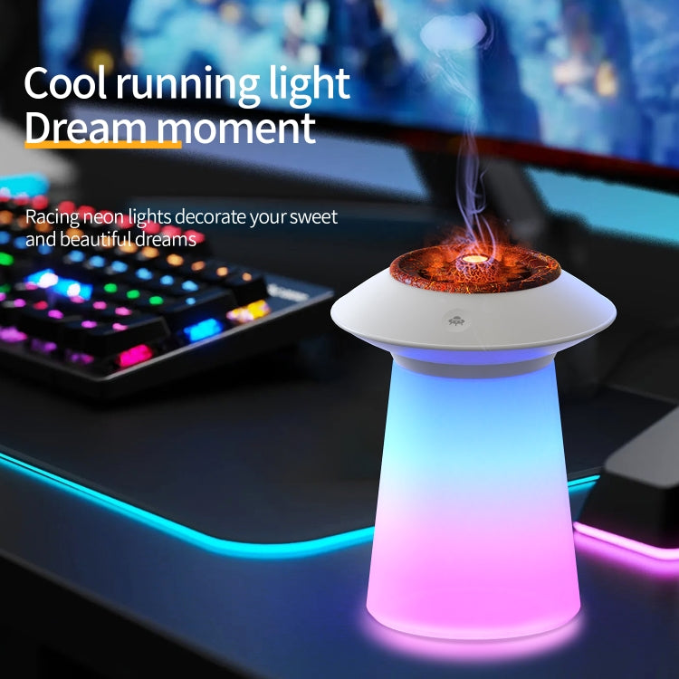 HX126 Sound Pickup RGB Light Volcano Humidifier Simulated Flame Aromatherapy Machine, Color: Black - Air Purifiers & Accessories by buy2fix | Online Shopping UK | buy2fix