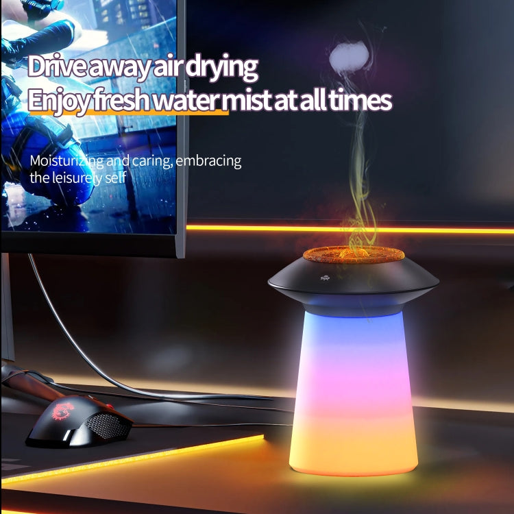 HX126 Sound Pickup RGB Light Volcano Humidifier Simulated Flame Aromatherapy Machine, Color: White - Air Purifiers & Accessories by buy2fix | Online Shopping UK | buy2fix