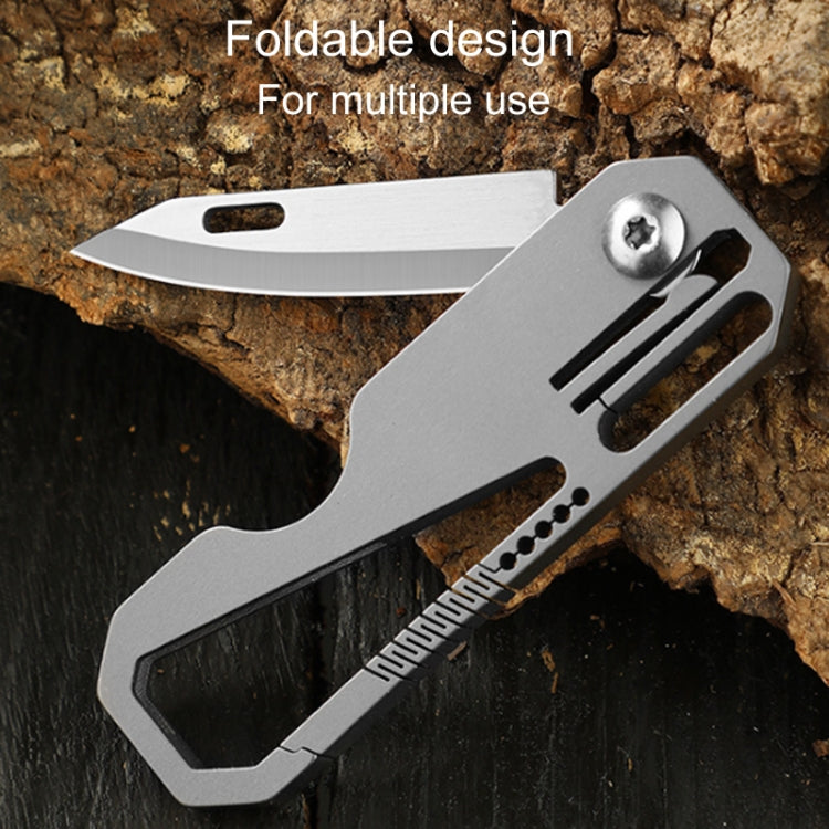 Multifunctional Titanium Keychain Outdoor Portable Defense Mini Folding Knife, Style: With 2 Titanium Ring - Key Rings by buy2fix | Online Shopping UK | buy2fix