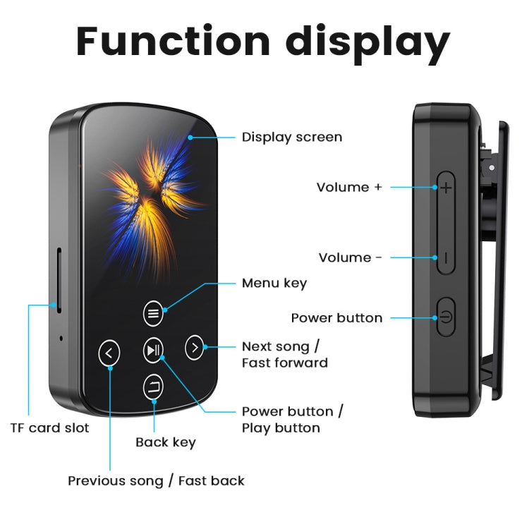 MP3 Bluetooth Music Player HIFI Sports Clip Touch Screen MP4, Memory: 8GB(Black) - MP3 Player by buy2fix | Online Shopping UK | buy2fix