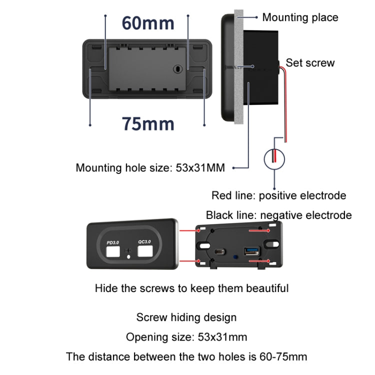 QC3.0 +PD3.0 Motorcycle Car Modified TYPE-C Charger(UCC-312) - DIY Modified Charger by buy2fix | Online Shopping UK | buy2fix