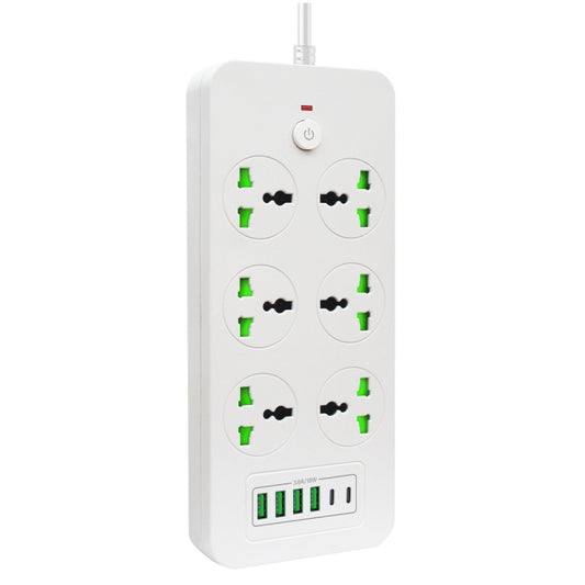 Thunderproof Overload Protection 4USB+2PD+6 Holes Socket, Color: White EU Plug - Extension Socket by buy2fix | Online Shopping UK | buy2fix