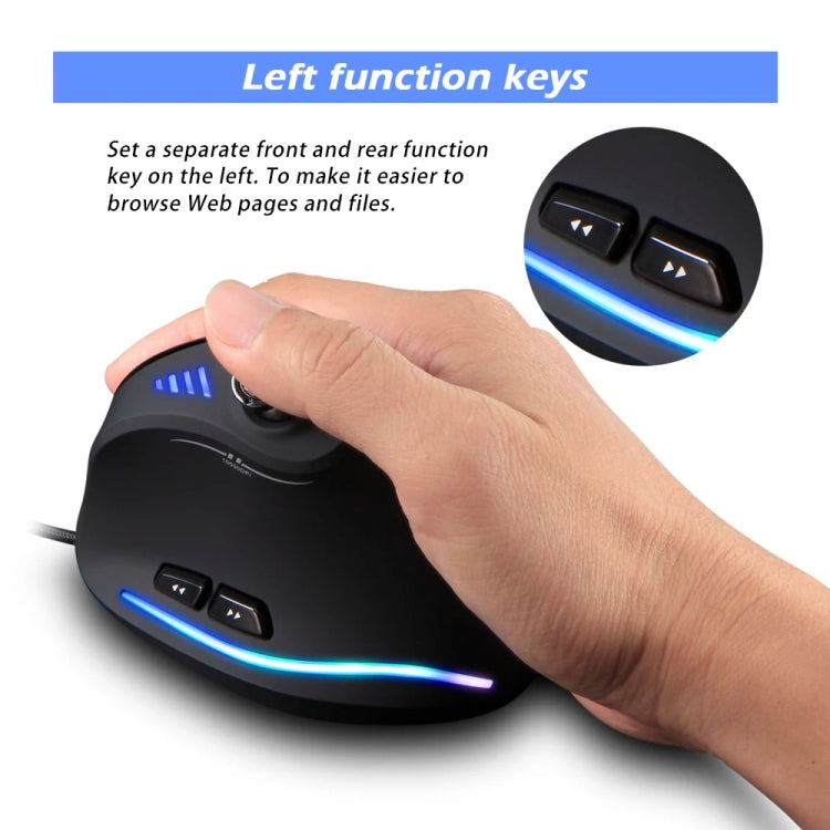 ZELOTES C18 11-Keys RGB Vertical Grip Ergonomic Joystick Programming Gaming Wired Mouse(Black) - Wired Mice by ZELOTES | Online Shopping UK | buy2fix