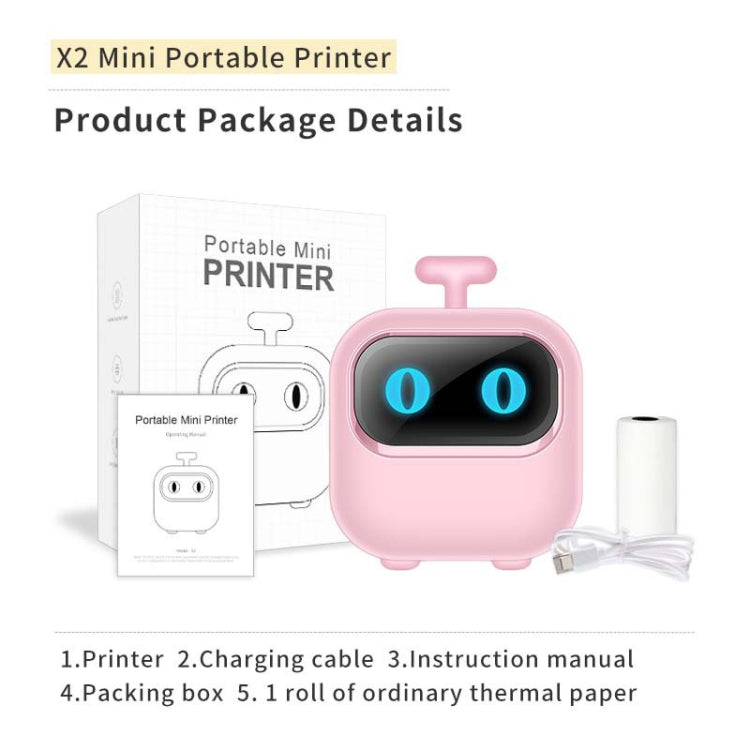 Portable Mini Thermal HD Printer Bluetooth Student Error Title Note Photo Printing Label Maker Camera(Pink) - Printer by buy2fix | Online Shopping UK | buy2fix