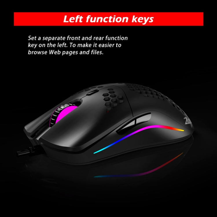 ZELOTES C7 7-buttons RGB Lighting Hollow Computer Office Wired Mouse(Black) - Wired Mice by ZELOTES | Online Shopping UK | buy2fix