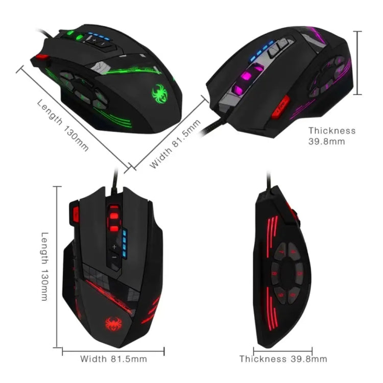 ZELOTES C12 12-buttons Ergonomic Programming Custom Gaming Wired Mouse(Black) - Wired Mice by ZELOTES | Online Shopping UK | buy2fix