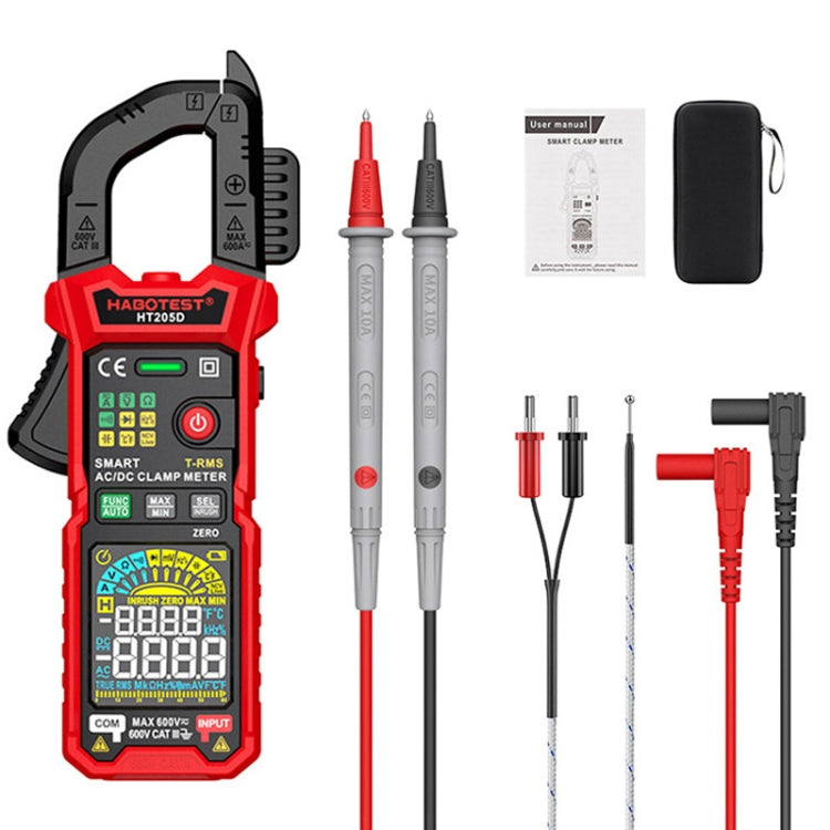 HABOTEST HT205D Clamp Intelligent Anti-Burning Multi-Function High Precision Digital Multimeter(Black Red) - Digital Multimeter by HABOTEST | Online Shopping UK | buy2fix