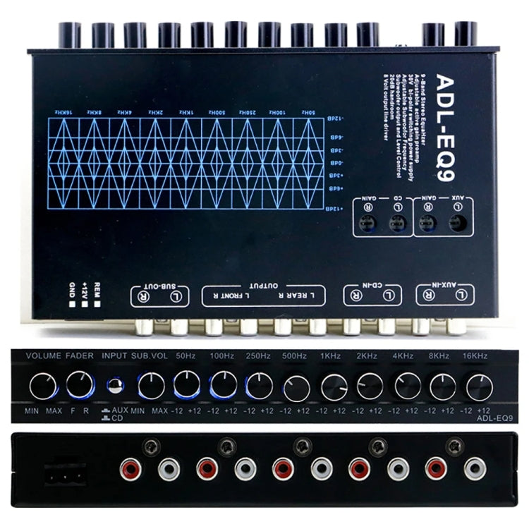 ADL-EQ9  Car Audio 9-Band Equalizer EQ Tuning Crossover Amplifier(Black) - Car Amplifiers by buy2fix | Online Shopping UK | buy2fix