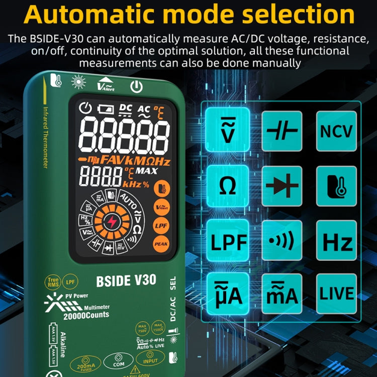 BSIDE V30 Intelligent Colorful Screen PV Multimeter Infrared Thermometer - Thermostat & Thermometer by BSIDE | Online Shopping UK | buy2fix