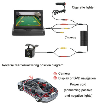 4.3 Inch Display Night Vision Waterproof Reversing Camera +7 Meter Extension Cable, Color: Detachable Screen + External 4 Light Camera - Rear View Cameras by buy2fix | Online Shopping UK | buy2fix