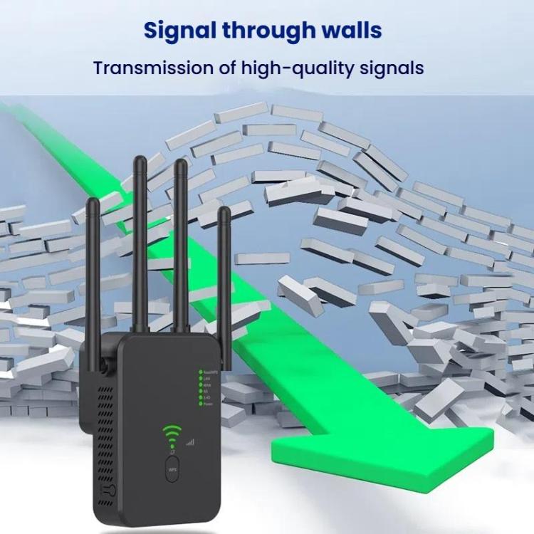 Urant U10 300Mbps 2.4G Wireless Repeater WiFi Signal Amplifier With 4 Antennas EU Plug Black - Broadband Amplifiers by Urant | Online Shopping UK | buy2fix