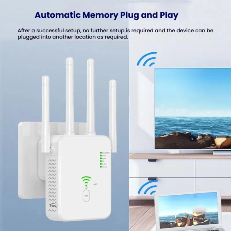 Urant U10 300Mbps 2.4G Wireless Repeater WiFi Signal Amplifier With 4 Antennas EU Plug White - Broadband Amplifiers by Urant | Online Shopping UK | buy2fix