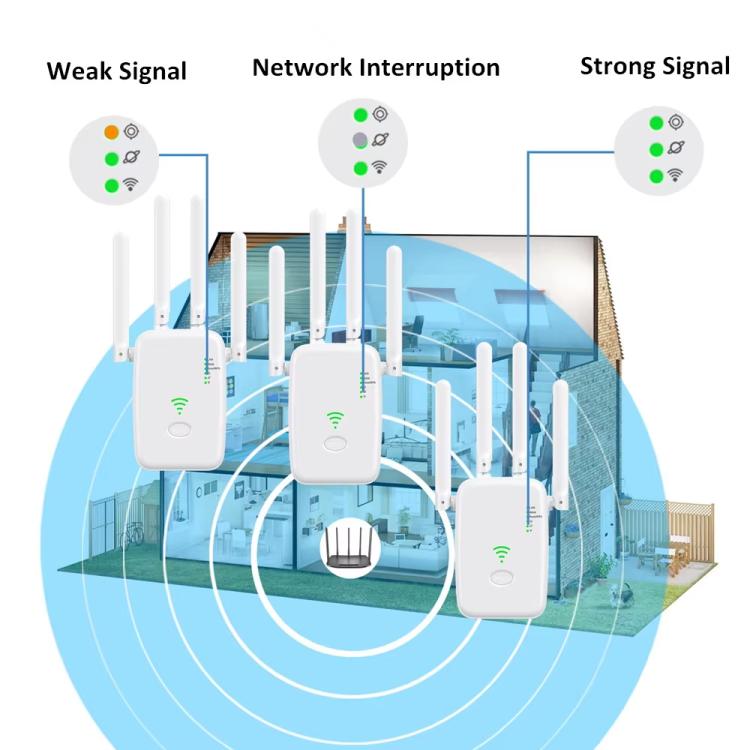 Urant U11 1200Mbps 2.4G&5.8G Wireless Repeater WiFi Signal Amplifier Support WPS Quick Setting UK Plug White - Broadband Amplifiers by Urant | Online Shopping UK | buy2fix