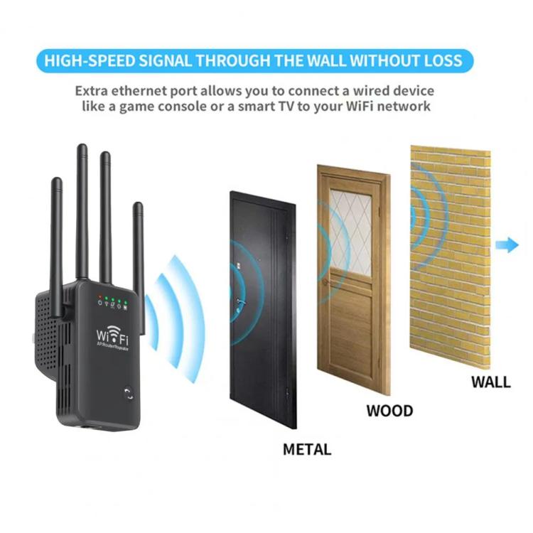 Urant U9 300Mbps 2.4G Wireless Repeater WiFi Signal Amplifier Support WPS Quick Setting UK Plug Black - Broadband Amplifiers by Urant | Online Shopping UK | buy2fix