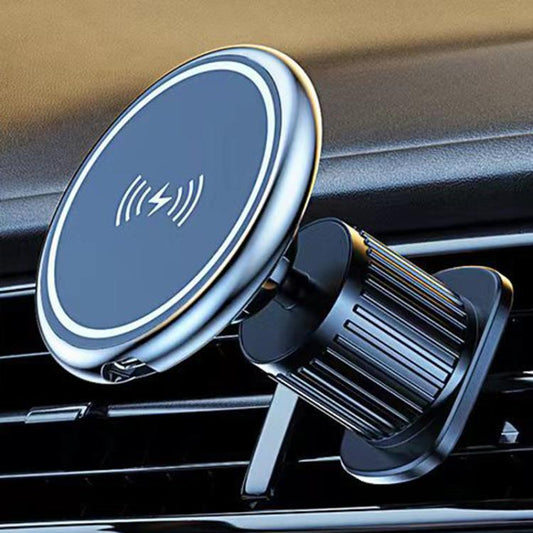 15W Car Magnetic Wireless Charging Phone Holder Alloy Base, Spec: Air Outlet Silver - Wireless Charger Holders by buy2fix | Online Shopping UK | buy2fix