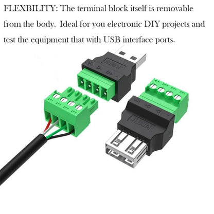 JUXIN USB2.0 Plug Adapter Type-A to 4 Pin Screw Terminal Block Connector, Spec: Female - Cable & Adapters by buy2fix | Online Shopping UK | buy2fix