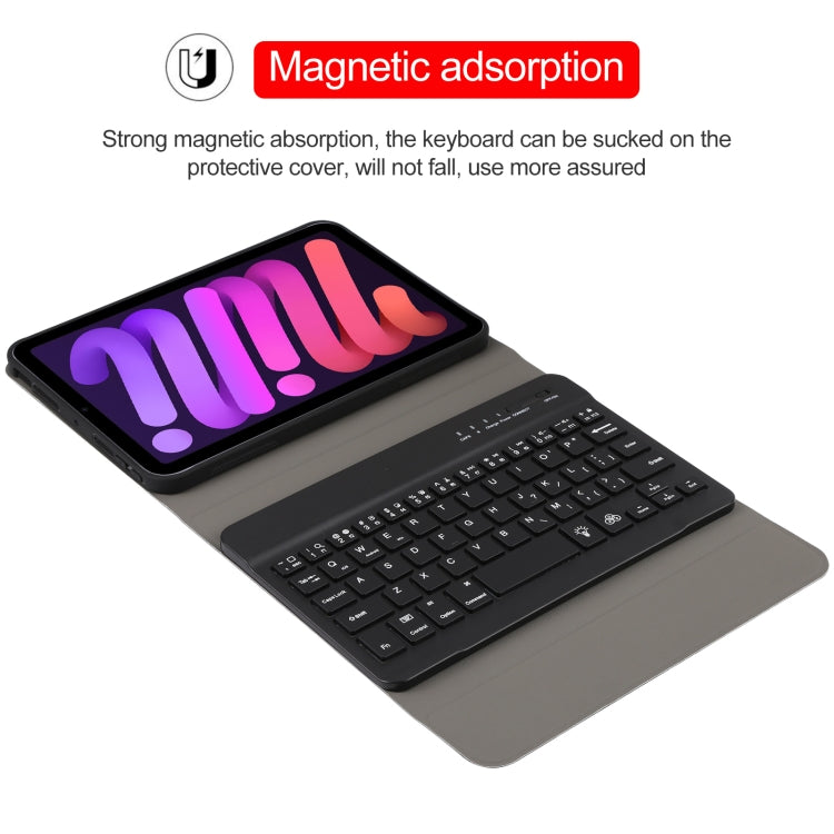 A06S Detachable Lambskin Texture Ultra-thin TPU Backlight Bluetooth Keyboard Leather Tablet Case with Stand For iPad mini 6 (Black) - For iPad mini by buy2fix | Online Shopping UK | buy2fix