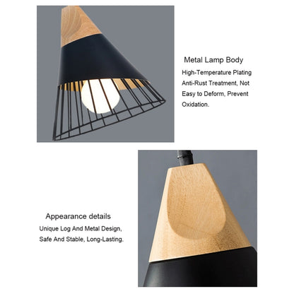 E27 Modern Lighting Iron Solid Wood Pendant Light Hanging Lamp (Black) - Celling Lights & Chandeliers by YWXLight | Online Shopping UK | buy2fix