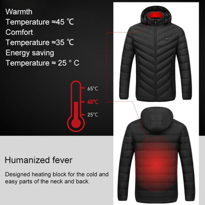 USB Heated Smart Constant Temperature Hooded Warm Coat for Men and Women (Color:Dark Blue Size:S) - Down Jackets by buy2fix | Online Shopping UK | buy2fix