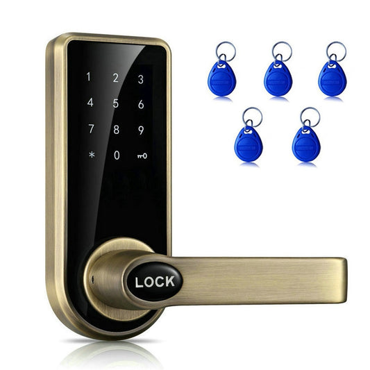 Password + Key + Sensor Card Zinc Alloy Red Bronze Electronic Door Lock Touch Screen Electronic Code Lock - Security by buy2fix | Online Shopping UK | buy2fix