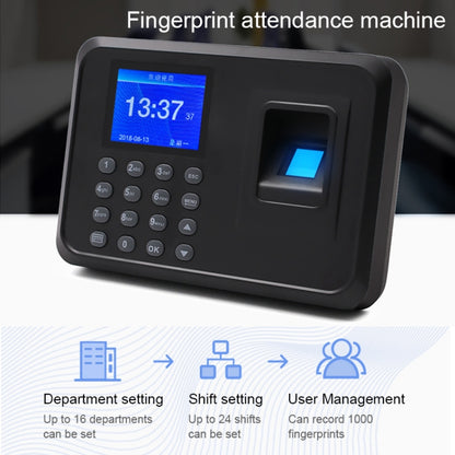 F01 Fingerprint Time Attendance Machine with 2.4 inch TFT Screen, US Plug - Security by buy2fix | Online Shopping UK | buy2fix