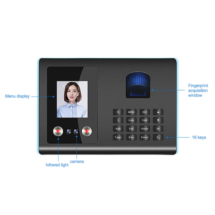 FA01 Face Recognition Fingerprint Time Attendance Machine - Security by buy2fix | Online Shopping UK | buy2fix