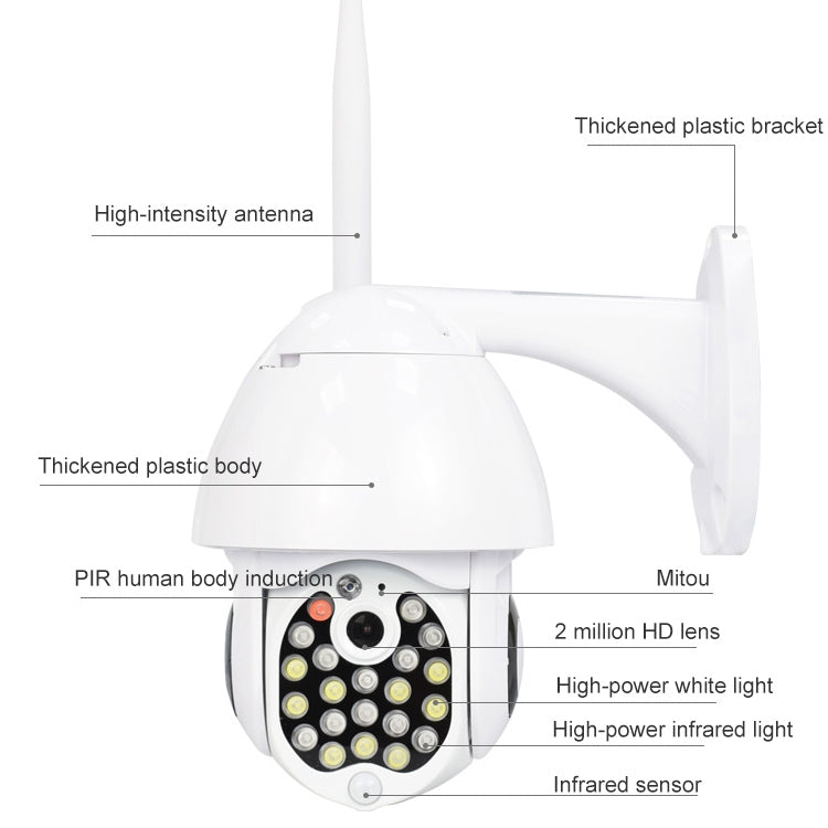 QX17 2 Million Pixels WiFi High-definition Surveillance Camera Outdoor Dome Camera, Support Night Vision & Two-way Voice & Motion Detection(EU Plug) - Security by buy2fix | Online Shopping UK | buy2fix