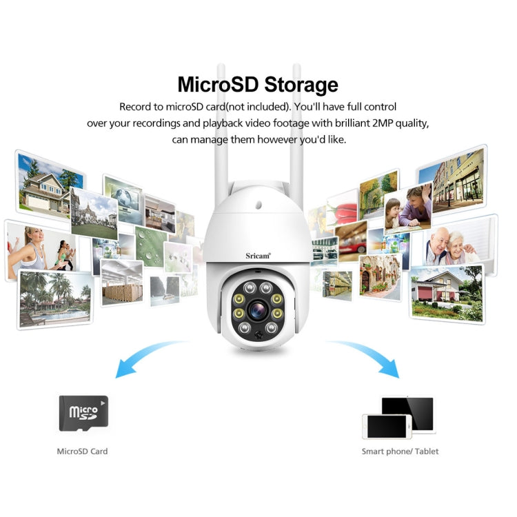 Sricam SP028 1080P HD Outdoor PTZ Camera, Support Two Way Audio / Motion Detection / Humanoid Detection / Color Night Vision / TF Card, US Plug - Security by Sricam | Online Shopping UK | buy2fix